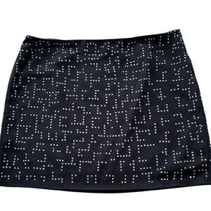 GAP Black Mini Skirt Sparkle Studs Elegant Moto Street Style Side Zip Lined Sz12